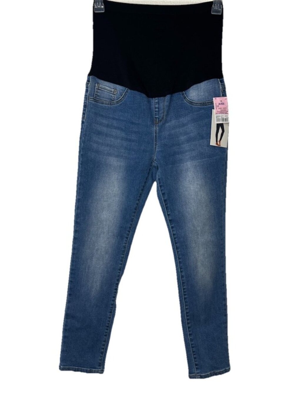 LOVE SOHO MATERNITY FULL PANEL STRETCHY BLUE JEANS SIZE L Medium Wash NWT